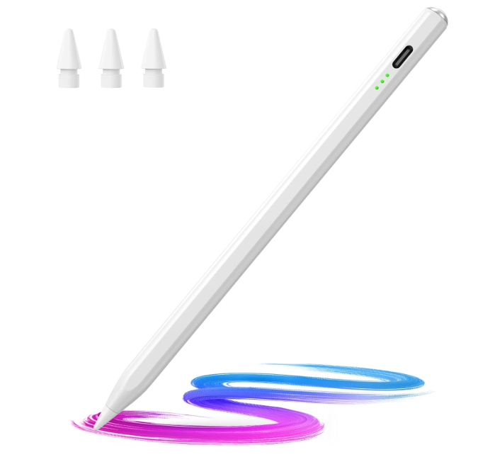 White stylus pen with three spare tips